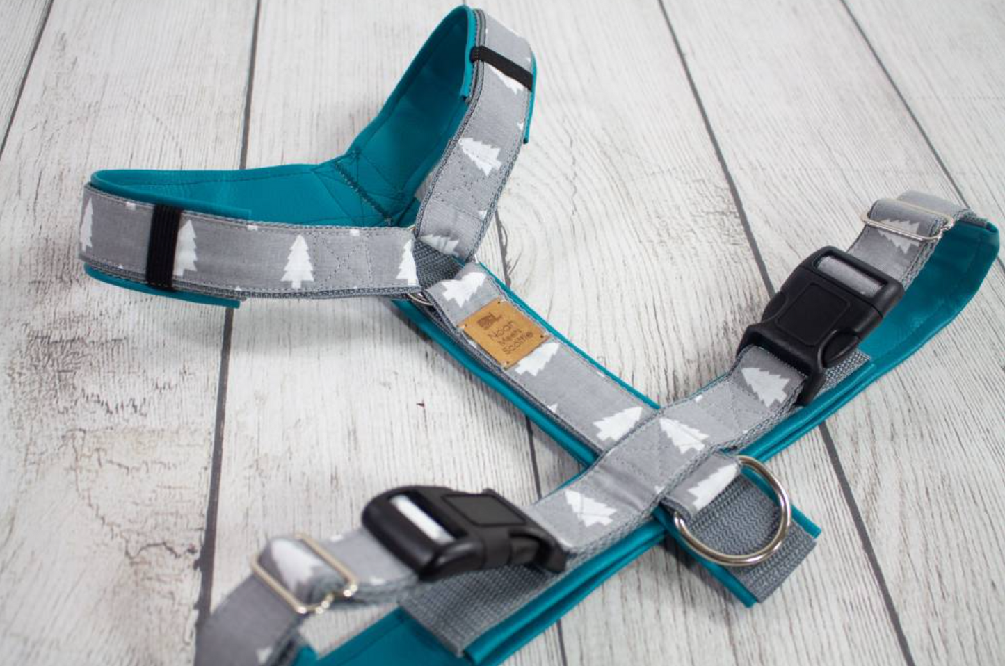 Hundegeschirr GREY SHADES SALE – Tannenbaum Grau Petrol, Größe M nur 1x, 50 % reduziert