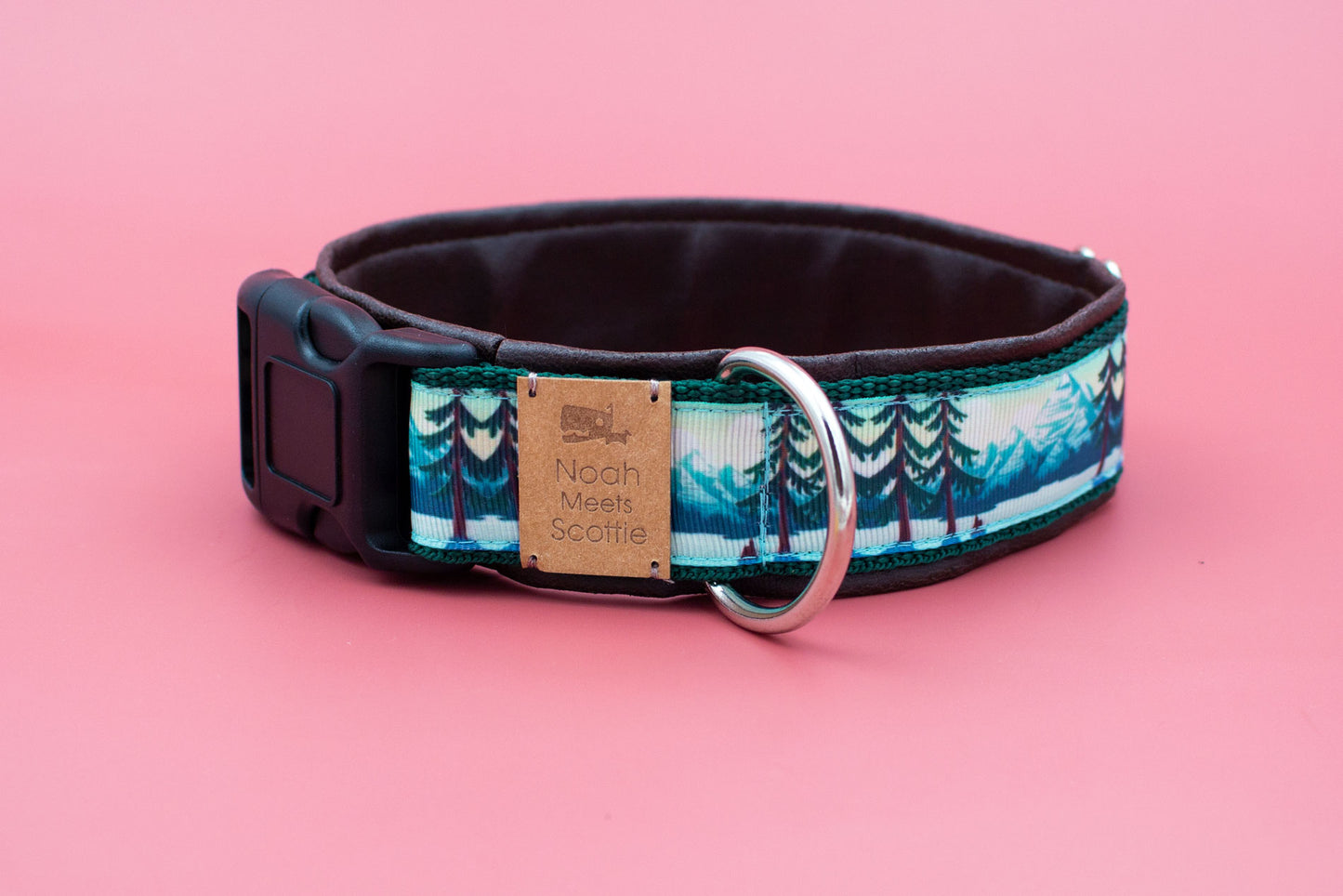 Hundehalsband PEETA – Blau, Türkis, Grün und Braun, verstellbar und gepolstert