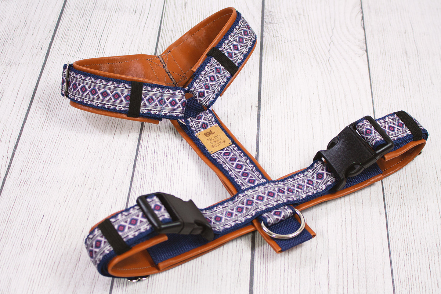 Hundegeschirr ARIK mit Norweger-Design, Blau Orange, verstellbar und bequem für hohe Bewegungsfreiheit