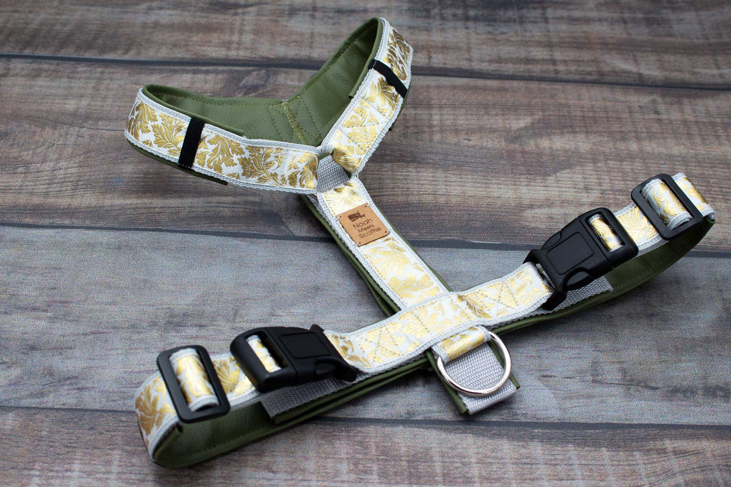 Hundegeschirr GARY edles Goldmuster, komfortabel, elegant und robust