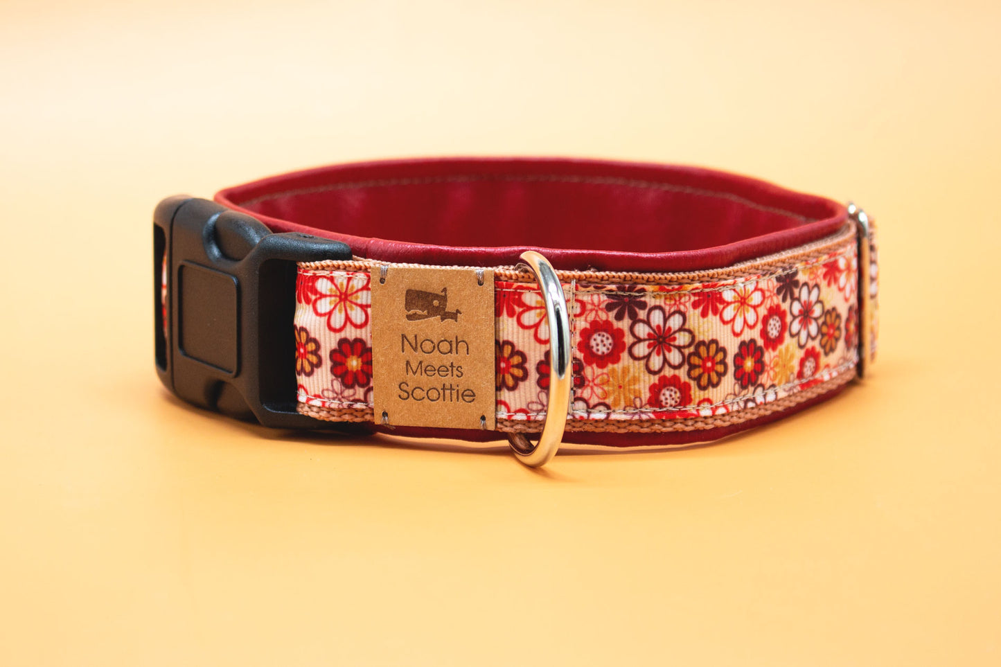 Hundehalsband ANNI – Größenübersicht, Retro-Blumen, verstellbar