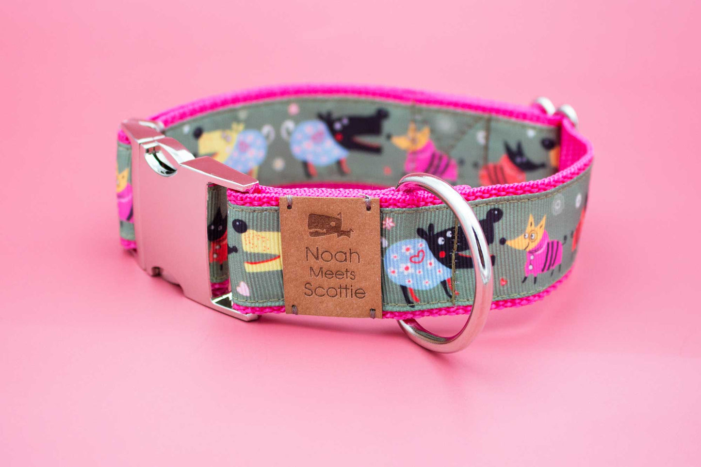Hundehalsband BELLORADO – Hunde Motiv in kräftigen Farben, bunt, robust, verstellbar
