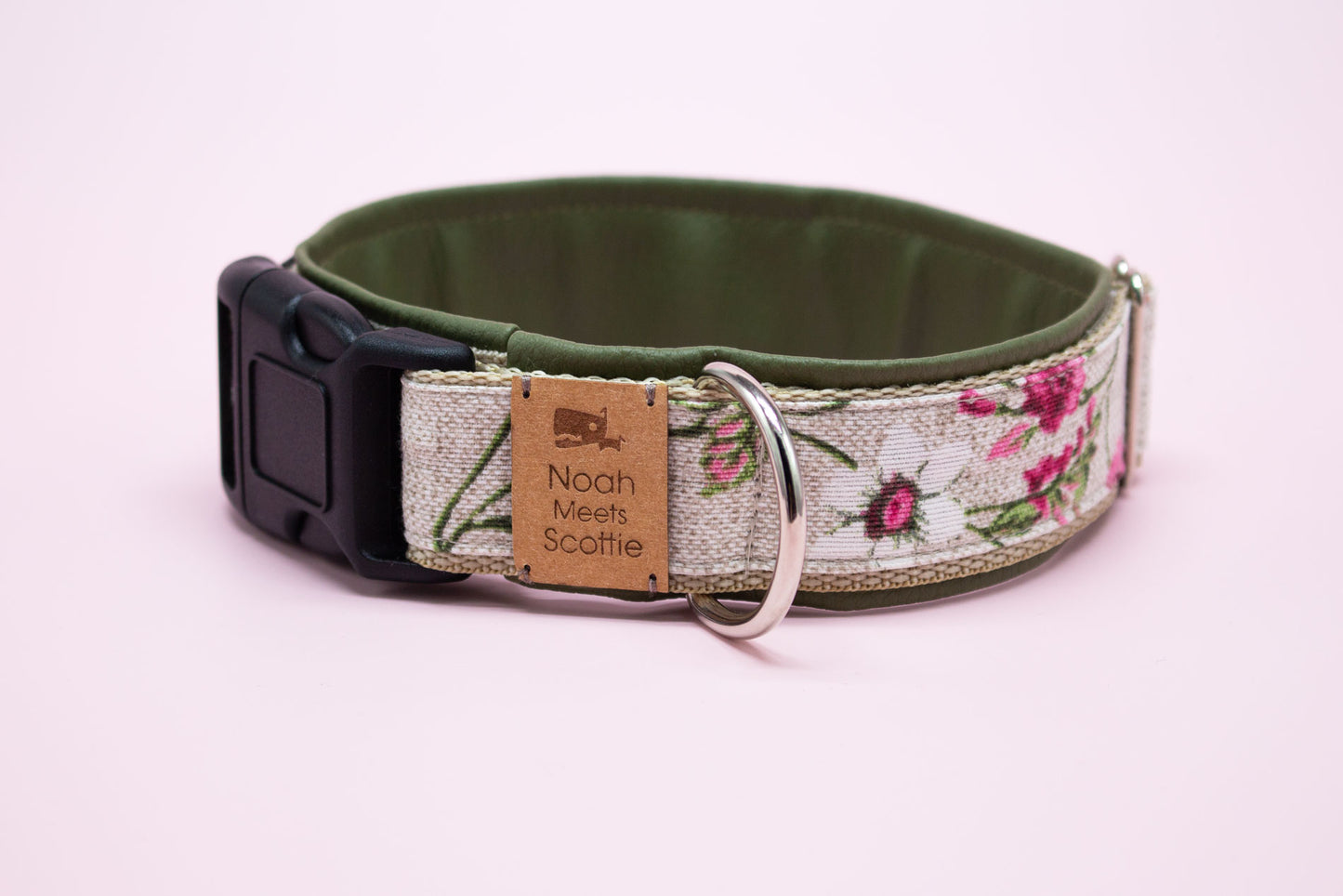 Hundehalsband MARLA – verstellbar, robust, innen olivgrünes Kunstleder