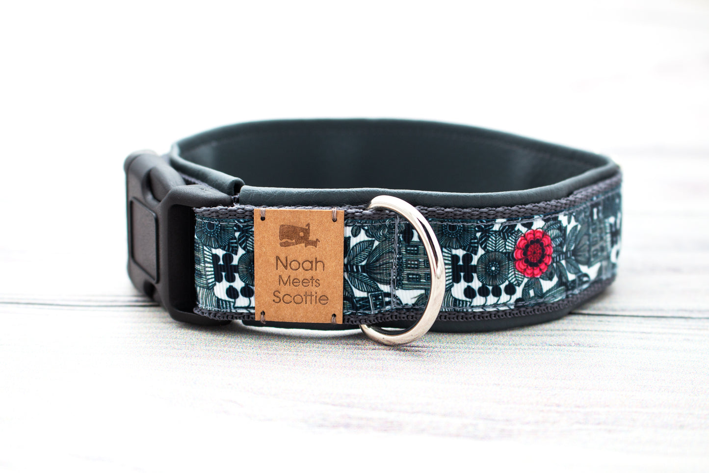 Hundehalsband MISTER FLINT – modernes urbanes Accessoire für Hunde mit dunkelgrauer Fütterung