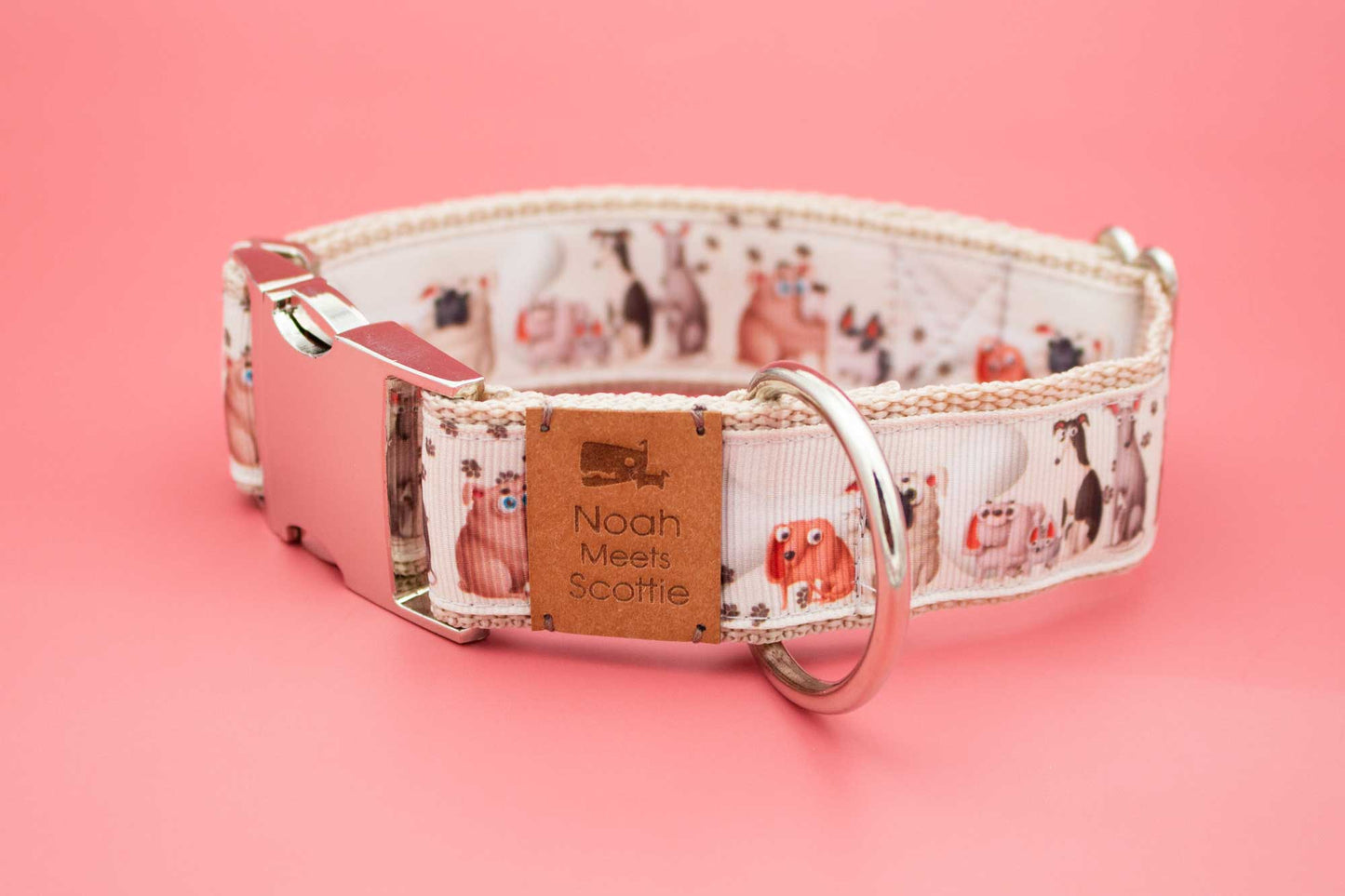 Detail Hundehalsband PAWLICIOUS – verschiedene Hunderassen, hell, modern, charmant
