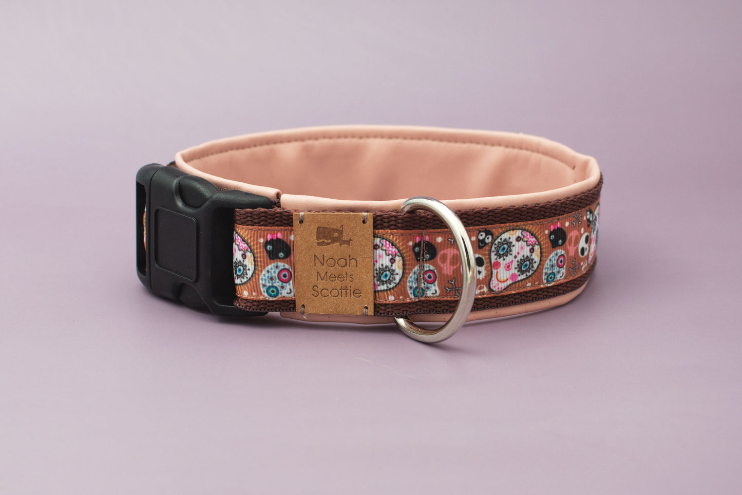 Größenübersicht Hundehalsband Sugar Skulls, buntes Totenkopf-Muster