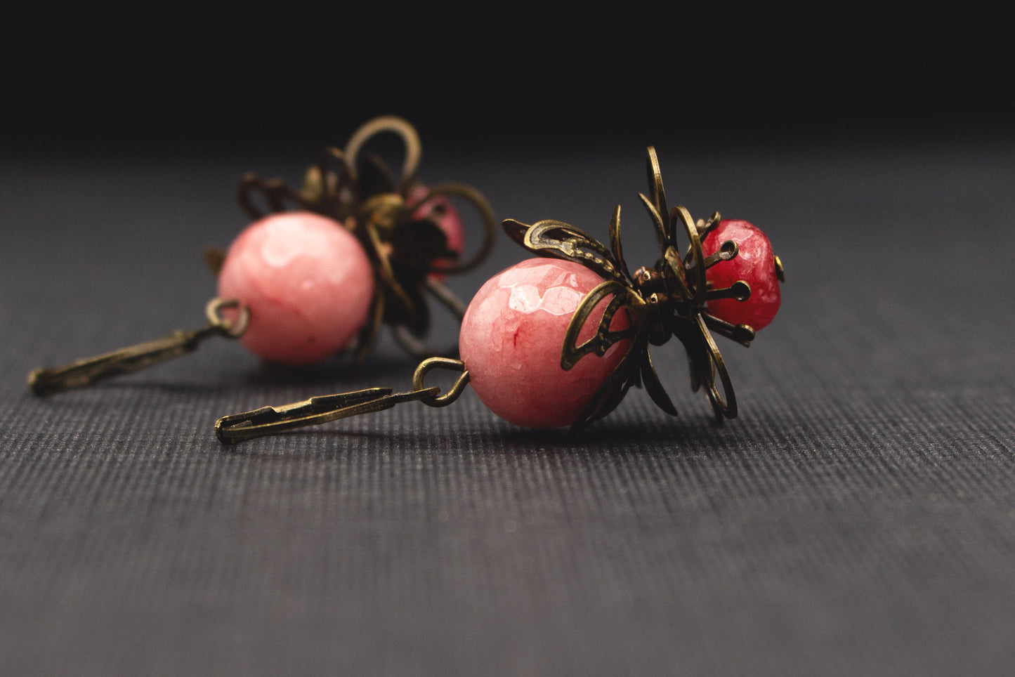 Ohrringe Rosa Flamingo Glasperlen mit Antik Bronze – romantischer Boho Schmuck