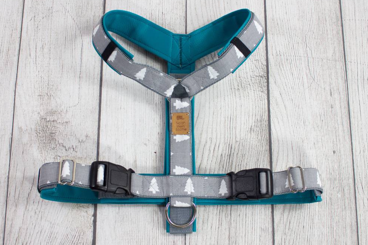 Hundegeschirr GREY SHADES SALE – Tannenbaum Grau Petrol, Größe M nur 1x, 50 % reduziert