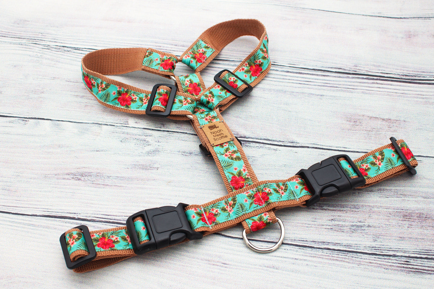 Hundegeschirr PAWTINI BLOOM, farbenfrohes Hibiskus-Design mit verstellbarer Passform