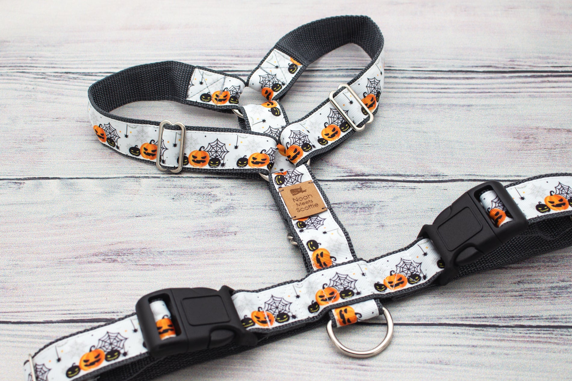 Hundegeschirr Pumpkin Paw, robust, verstellbar und leicht, ideal für Herbst und Halloween