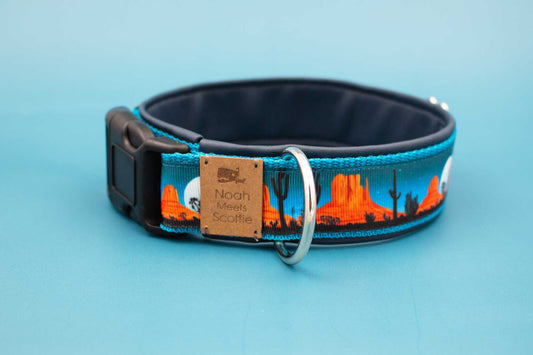 Hundehalsband ARIZONA SUNSET – Wüstenmotiv mit Kakteen und Sonnenuntergang