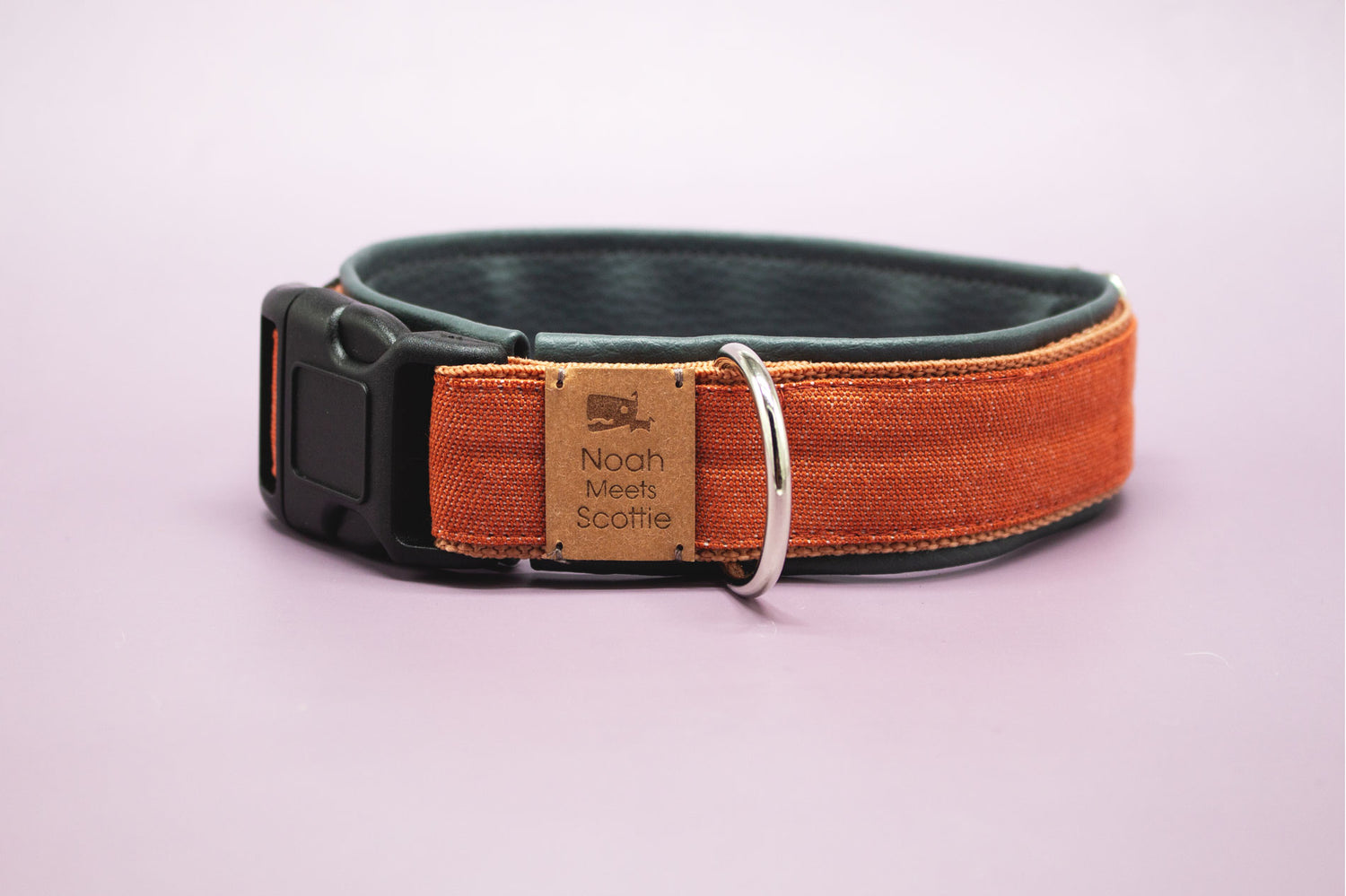 Hundehalsband HUGH in Hellbraun mit Rostrot-Orange und dunkelgrauem Kunstleder
