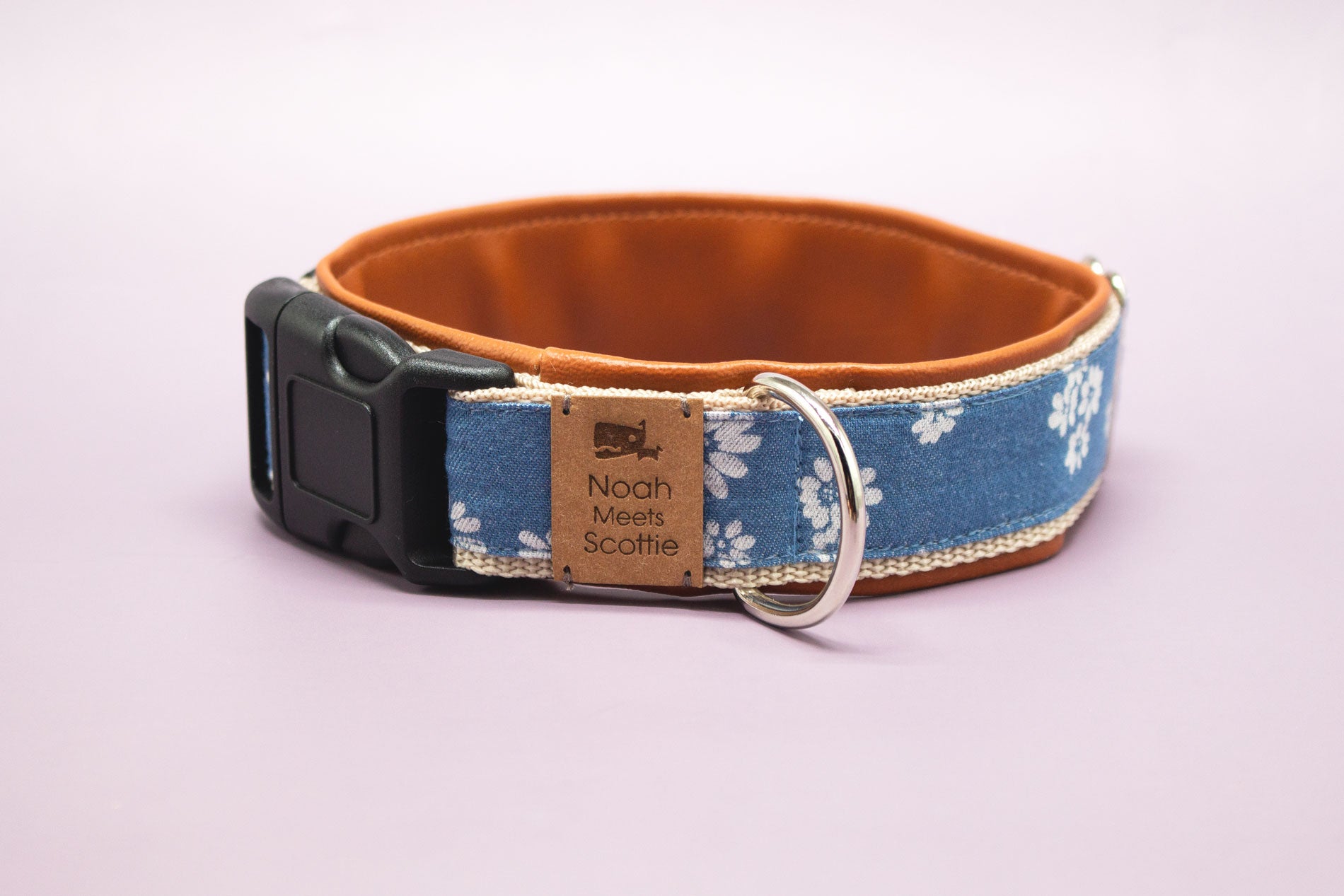 Hundehalsband LENI – sommerliches Design mit Gänseblümchen, robust und gepolstert