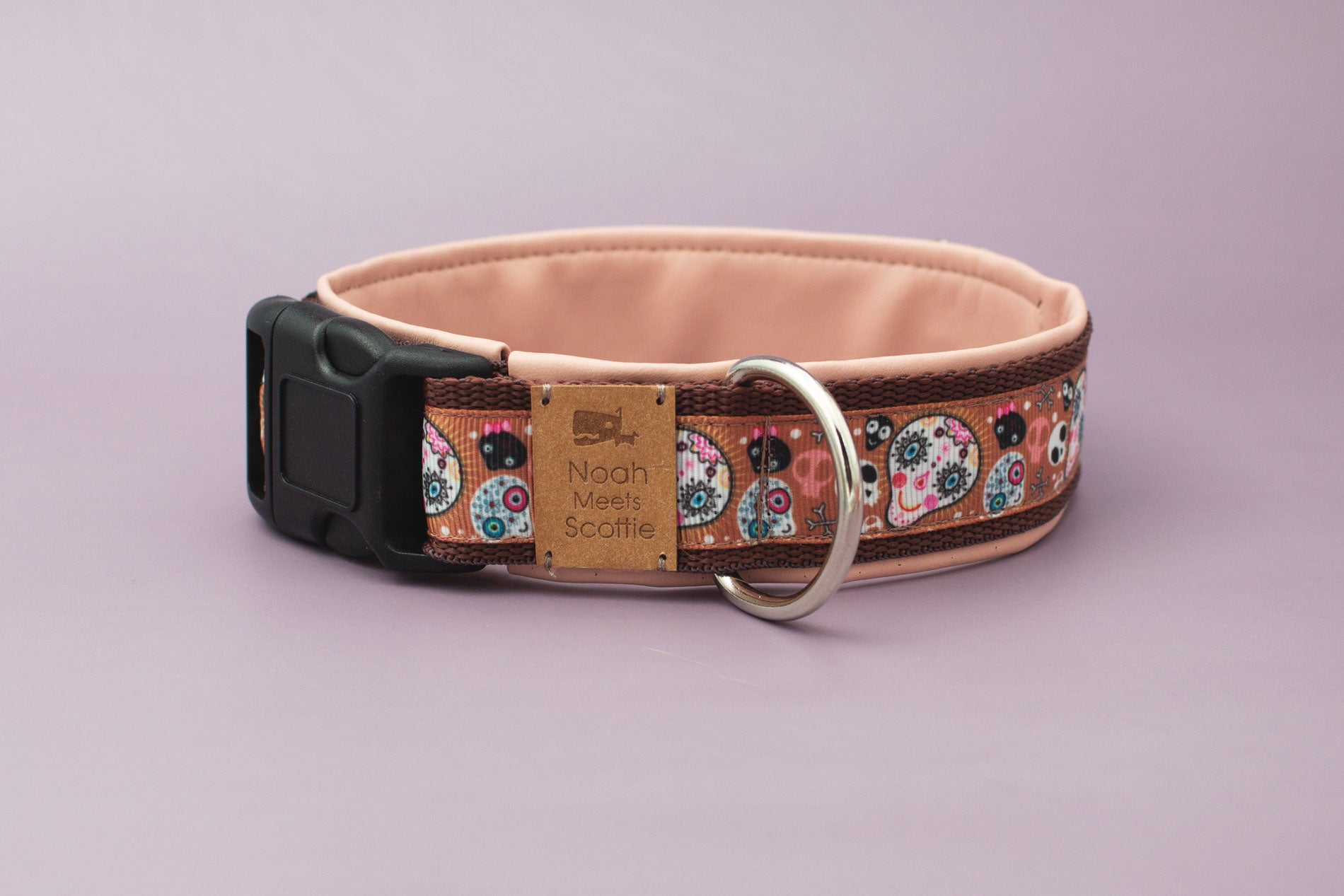 Größenübersicht Hundehalsband Sugar Skulls, buntes Totenkopf-Muster