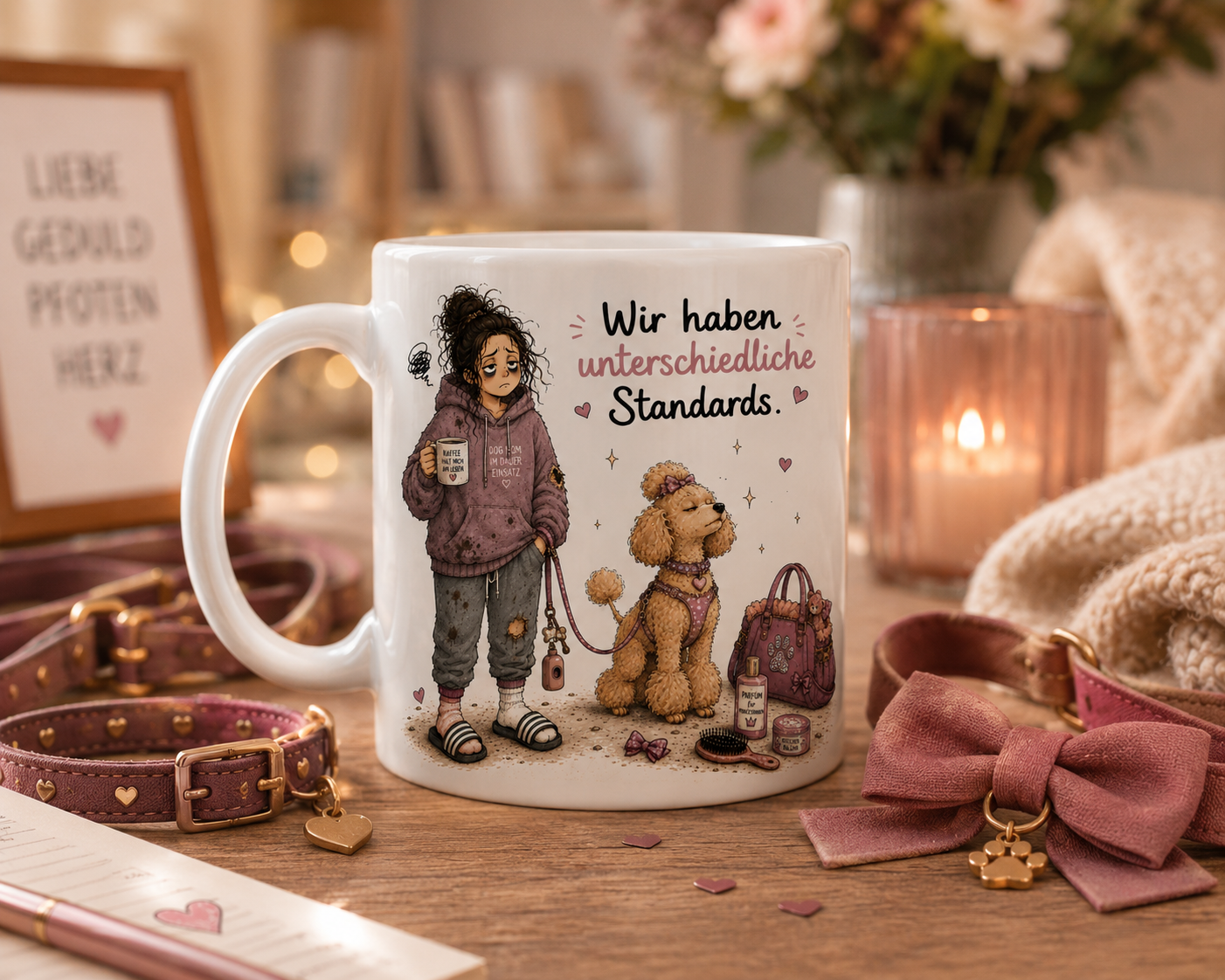Geschenk für Hundemama mit lustiger Hundetasse und hochwertiger Geschenkverpackung für Hundeliebhaber