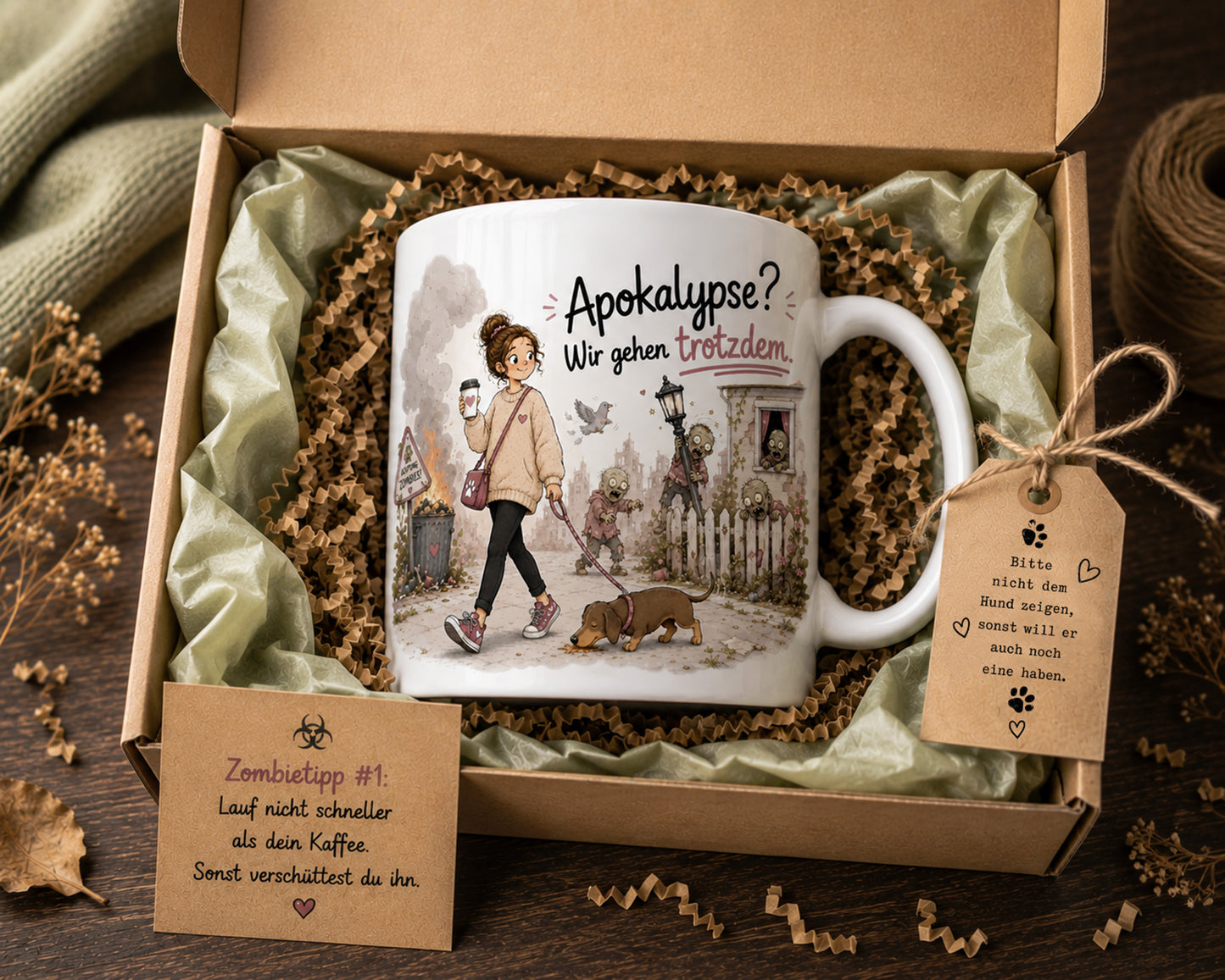 Hundetasse als Geschenkset mit Geschenkbox und Stickern, Geschenk für Hundemama, Hundehalter, Dackelfans und Hundeliebhaber