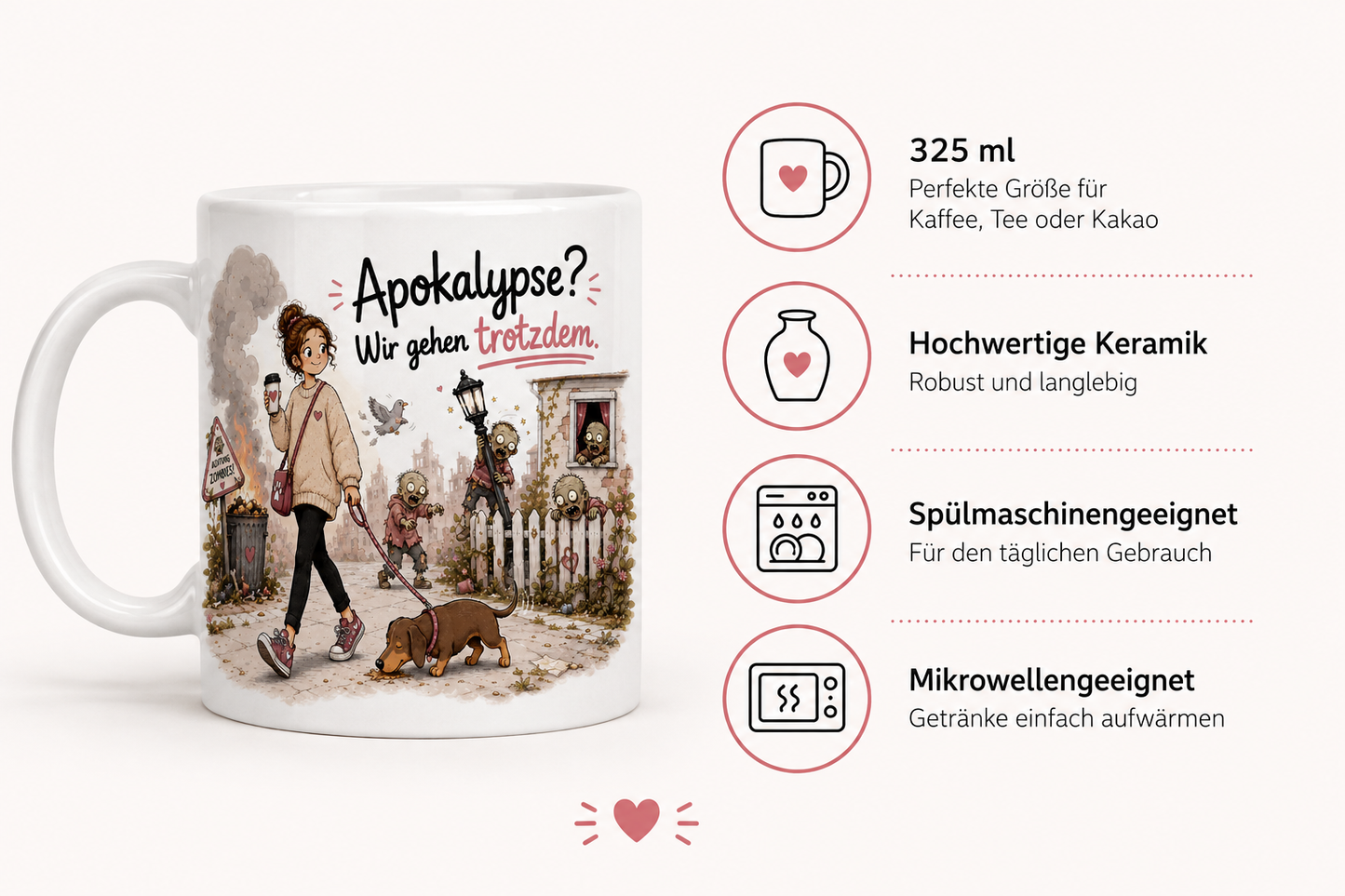Keramik Hundetasse mit Dackel Motiv, spülmaschinengeeignet und mikrowellengeeignet, Geschenk für Hundebesitzer