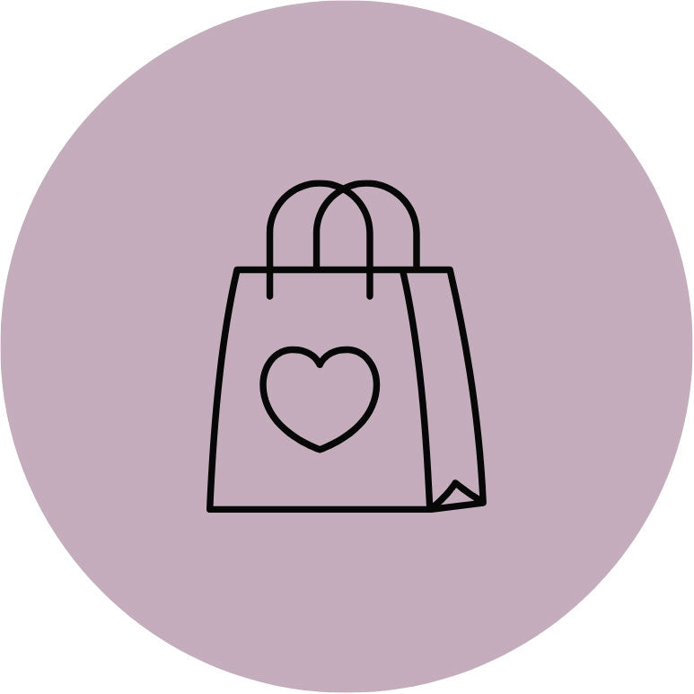 Icon Einkaufstasche im Kreis – Symbol für neue Produkte im Shop Noah Meets Scottie, Hundezubehör und Schmuck