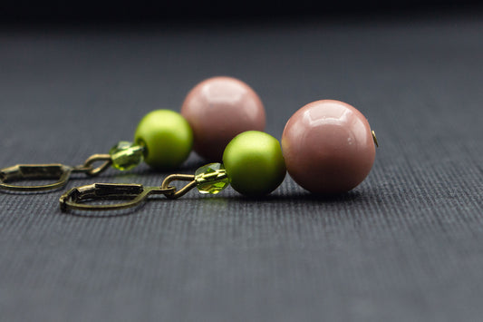 Perlenohrringe Braun und Olivgrün mit Glasperlen – moderner Schmuck für Frauen