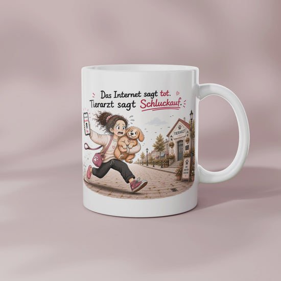 Drehansicht der Hundetasse Das Internet sagt tot Tierarzt sagt Schluckauf als Geschenk für Hundebesitzer und Hundemamas