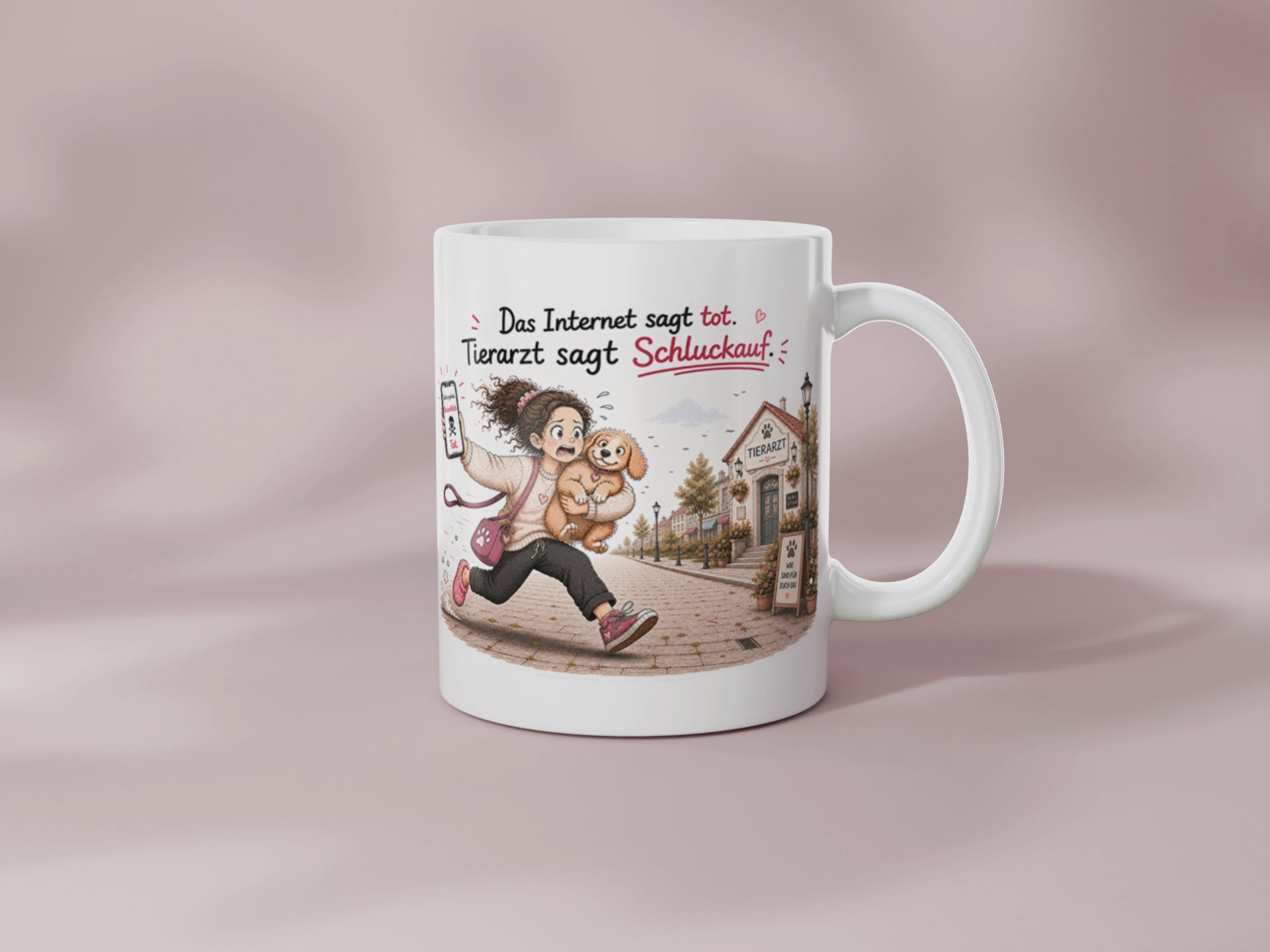 Drehansicht der Hundetasse Das Internet sagt tot Tierarzt sagt Schluckauf als Geschenk für Hundebesitzer und Hundemamas