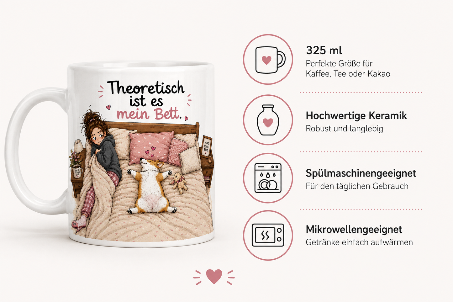 Keramiktasse für Hundehalter mit 325 ml Fassungsvermögen spülmaschinengeeignet und mikrowellengeeignet